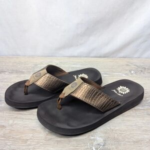 Yellow Box Brown Metallic Thong Sandals